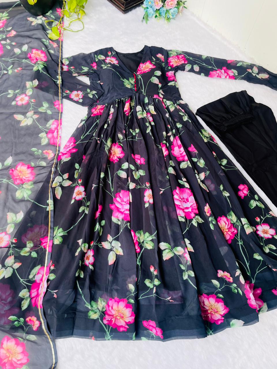 Party Wear Look Organza Taby Silk Gown