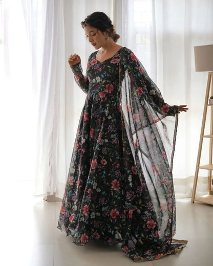 Party Wear Look Organza Taby Silk Gown