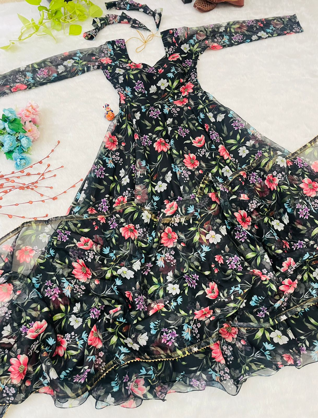 Party Wear Look Organza Taby Silk Gown