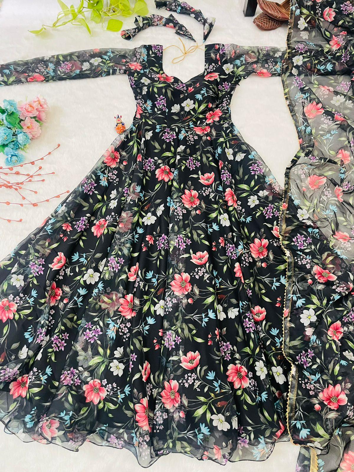 Party Wear Look Organza Taby Silk Gown