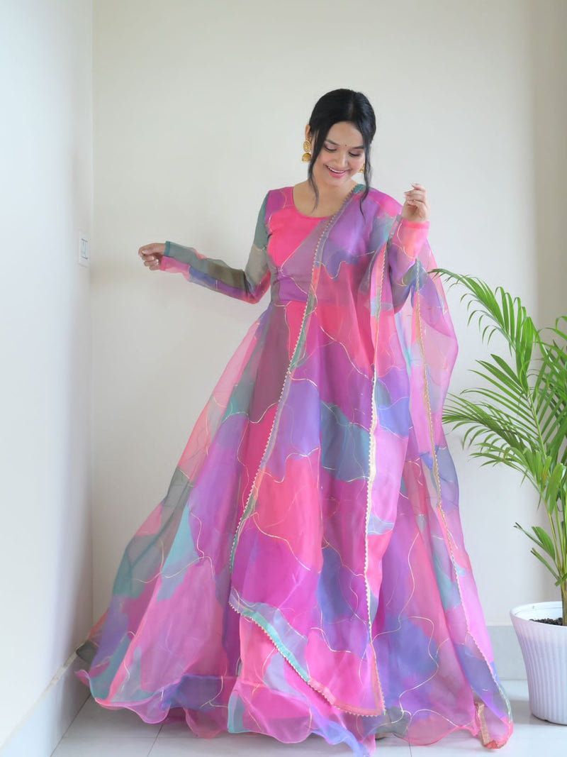 Party Wear Look Organza Taby Silk Gown