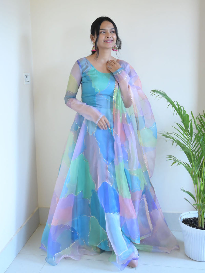 Party Wear Look Organza Taby Silk Gown