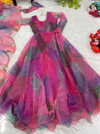 Party Wear Look Organza Taby Silk Gown