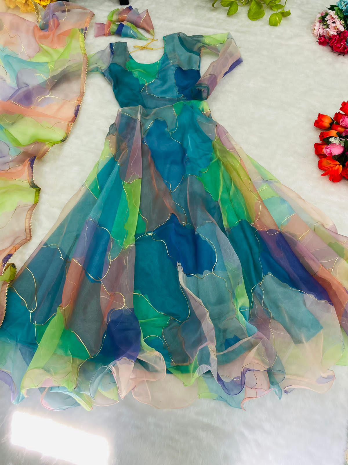 Party Wear Look Organza Taby Silk Gown