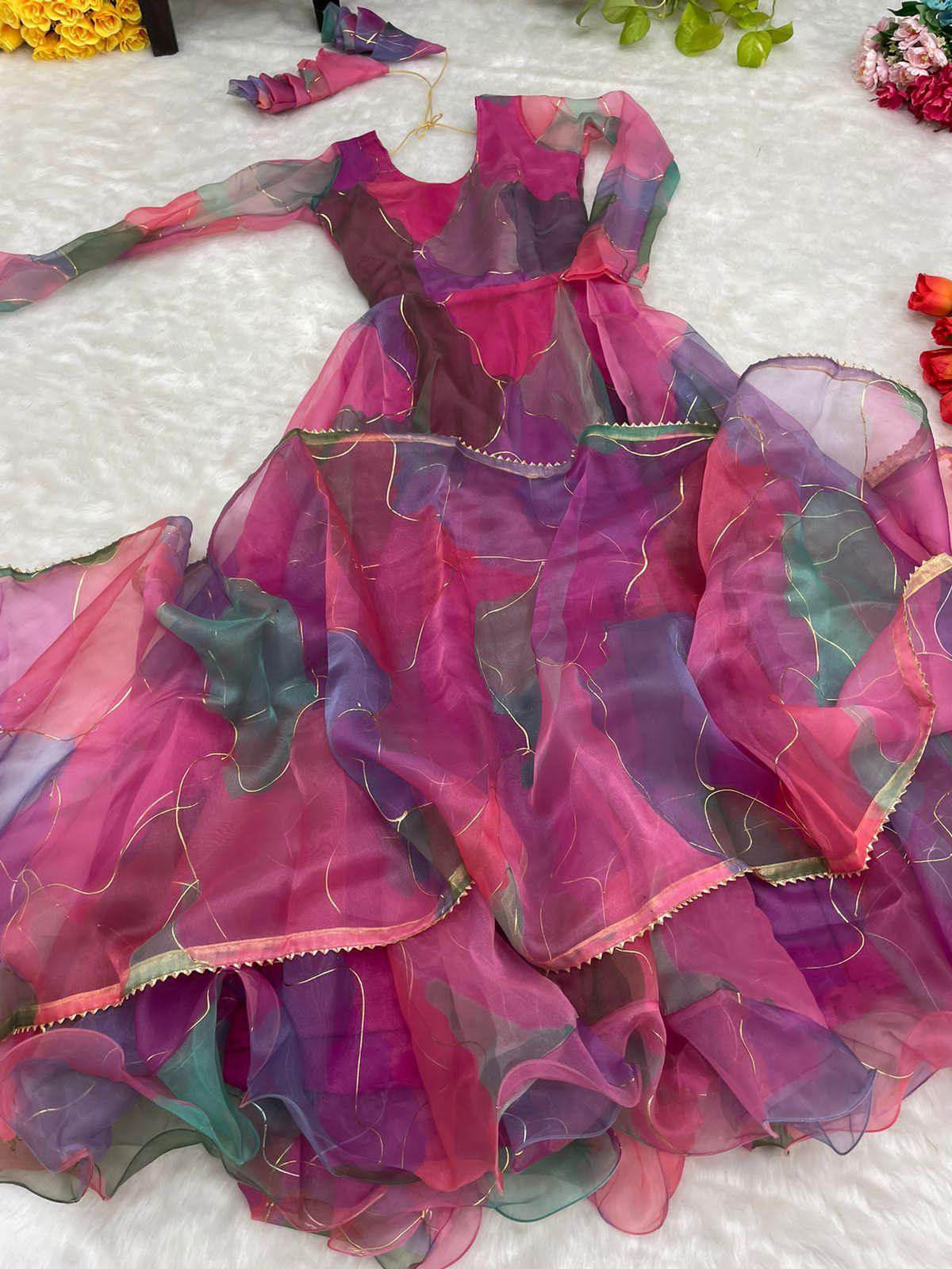 Party Wear Look Organza Taby Silk Gown