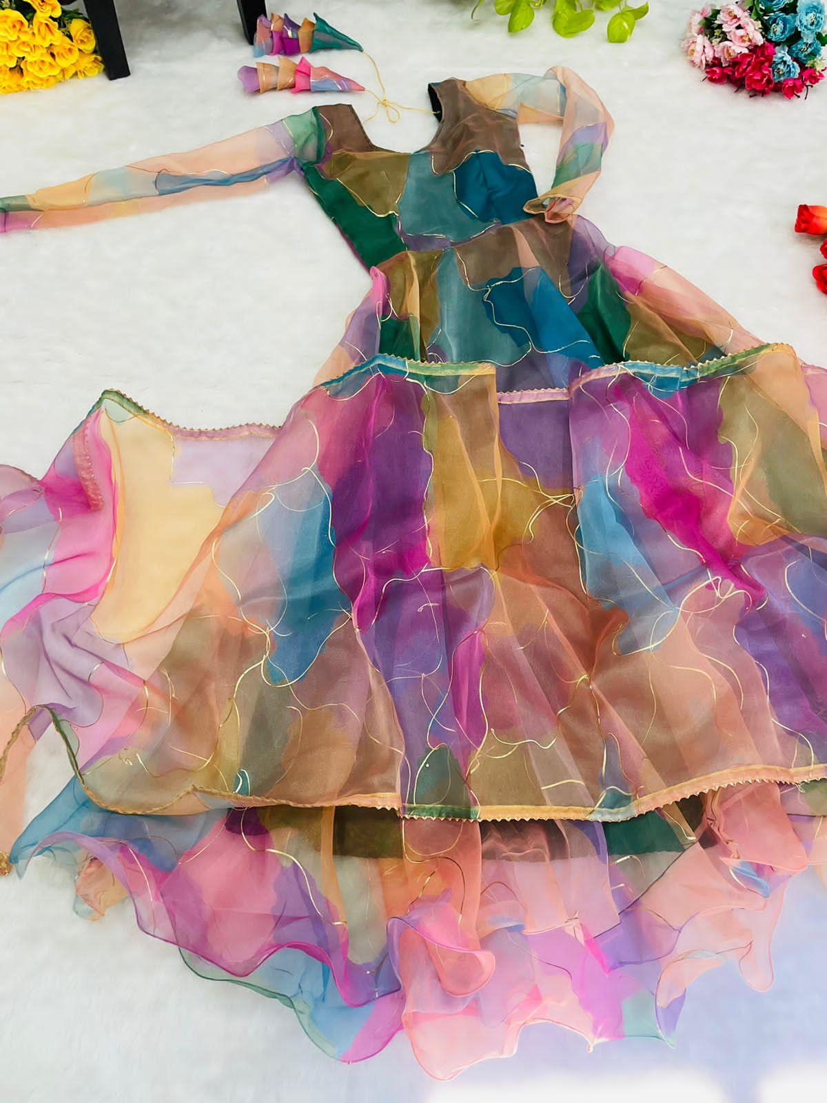 Party Wear Look Organza Taby Silk Gown