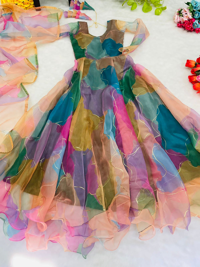 Party Wear Look Organza Taby Silk Gown