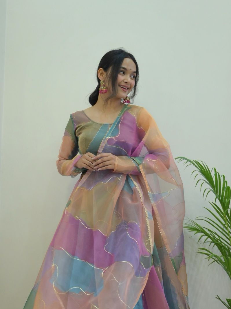 Party Wear Look Organza Taby Silk Gown