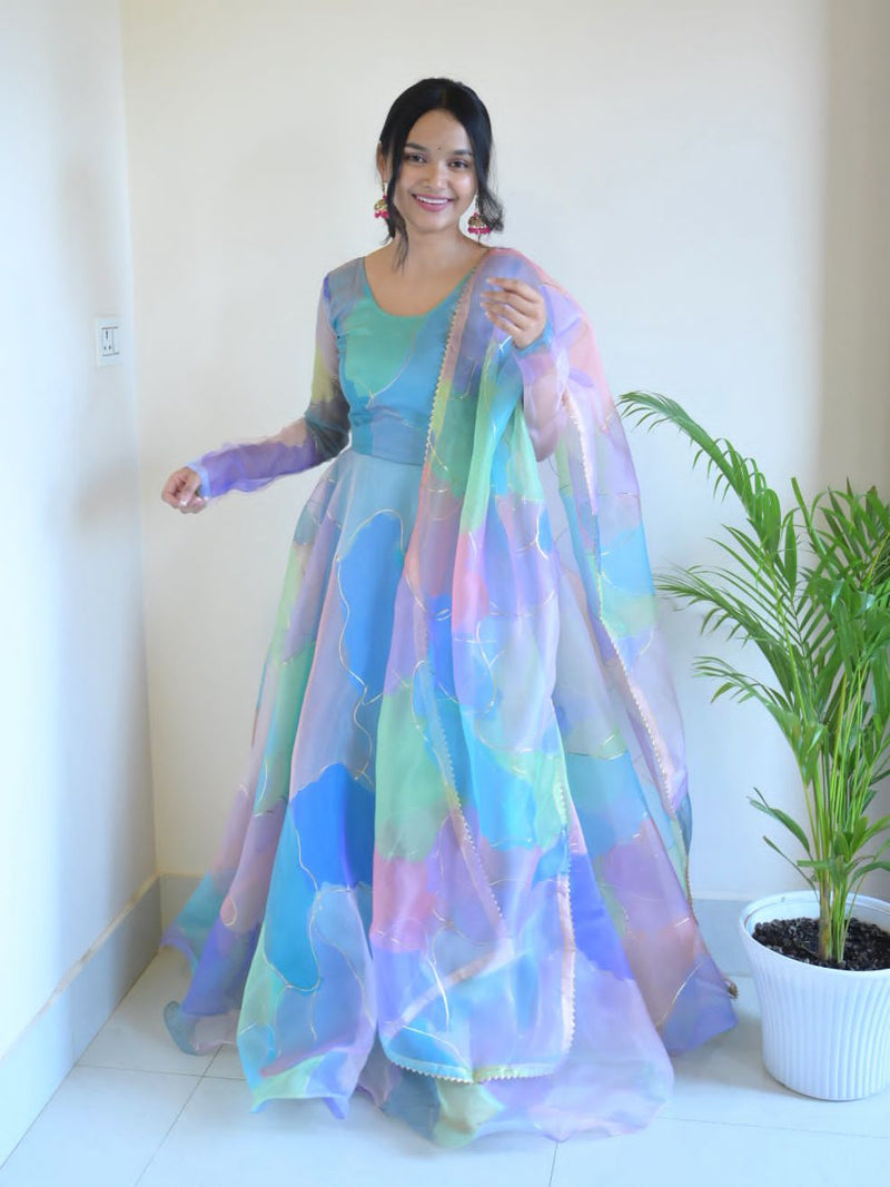 Party Wear Look Organza Taby Silk Gown