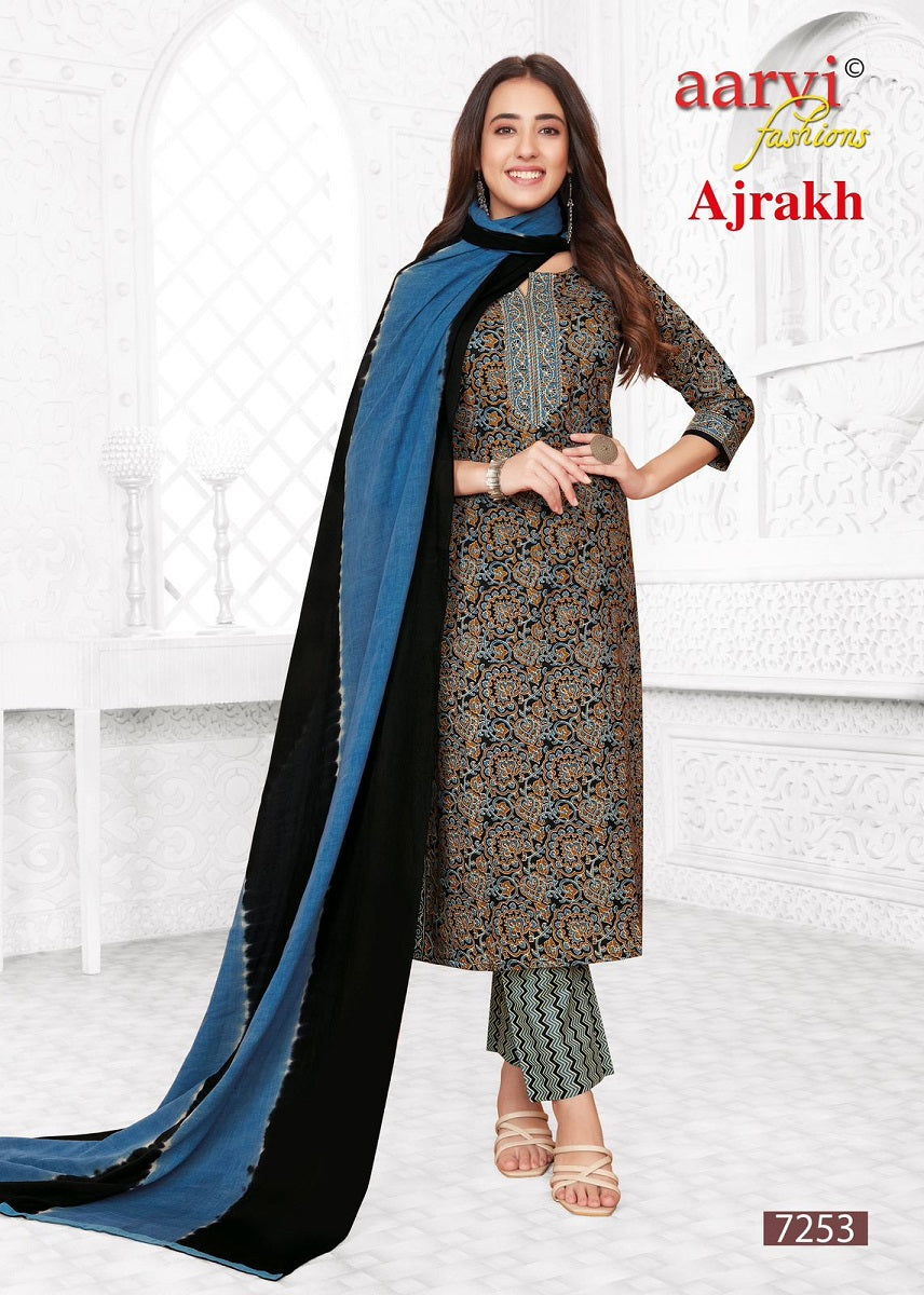 Aarvi Ajrakh Vol-2 Kurti Pant With Dupatta (695X07)