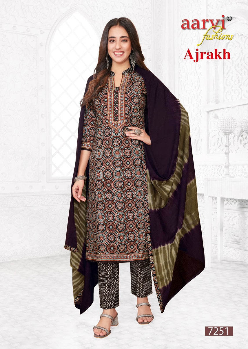Aarvi Ajrakh Vol-2 Kurti Pant With Dupatta (695X07)