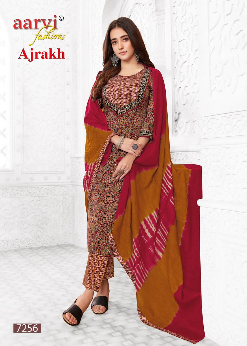 Aarvi Ajrakh Vol-2 Kurti Pant With Dupatta (695X07)