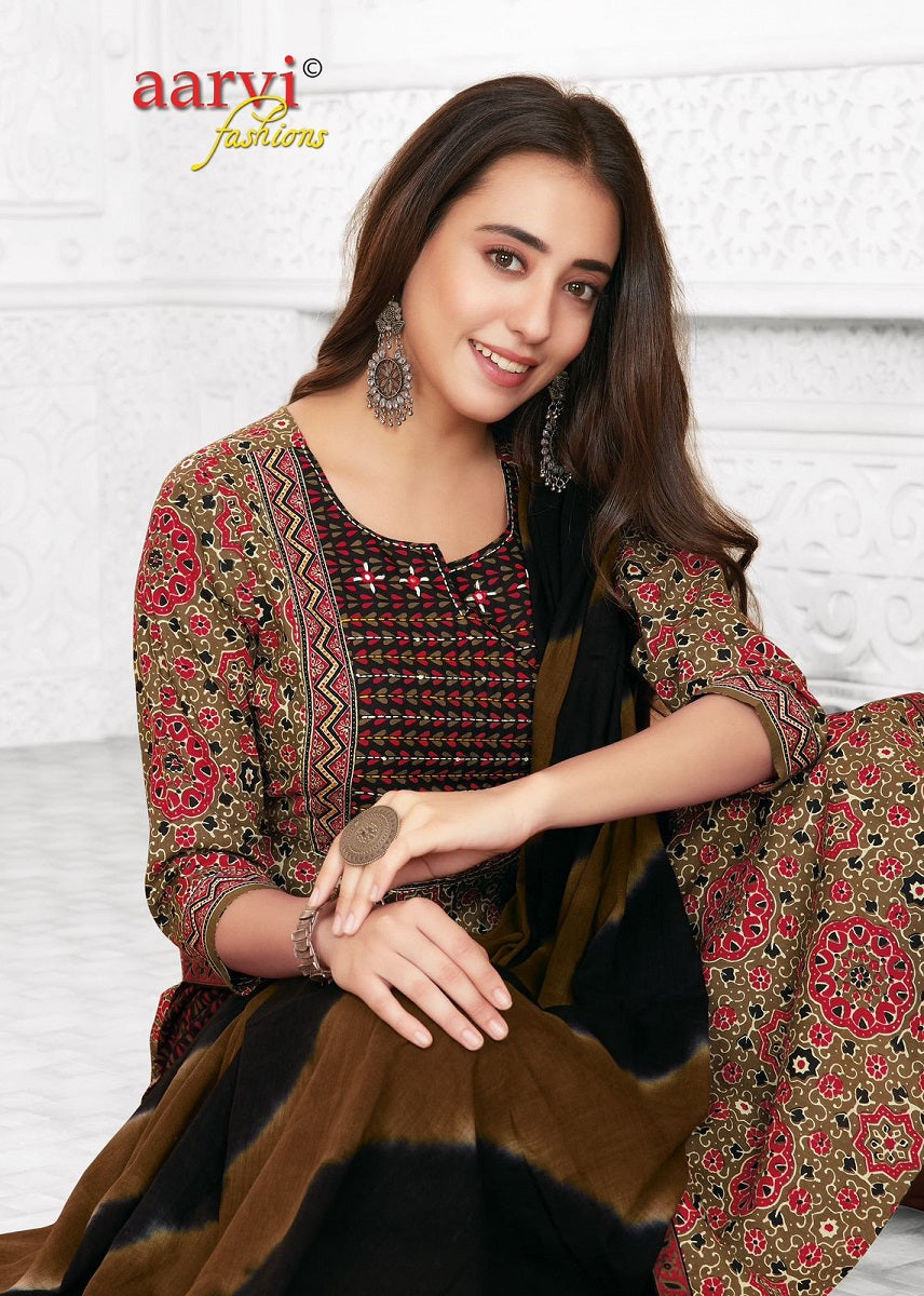 Aarvi Ajrakh Vol-2 Kurti Pant With Dupatta (695X07)