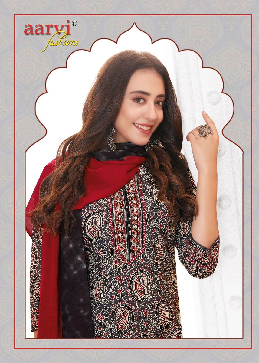 Aarvi Ajrakh Vol-2 Kurti Pant With Dupatta (695X07)