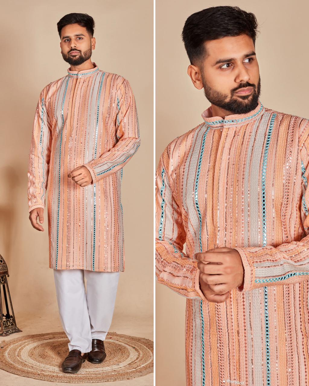 Beautiful Designer Manyavar Heavy Kurta Pyjama Set