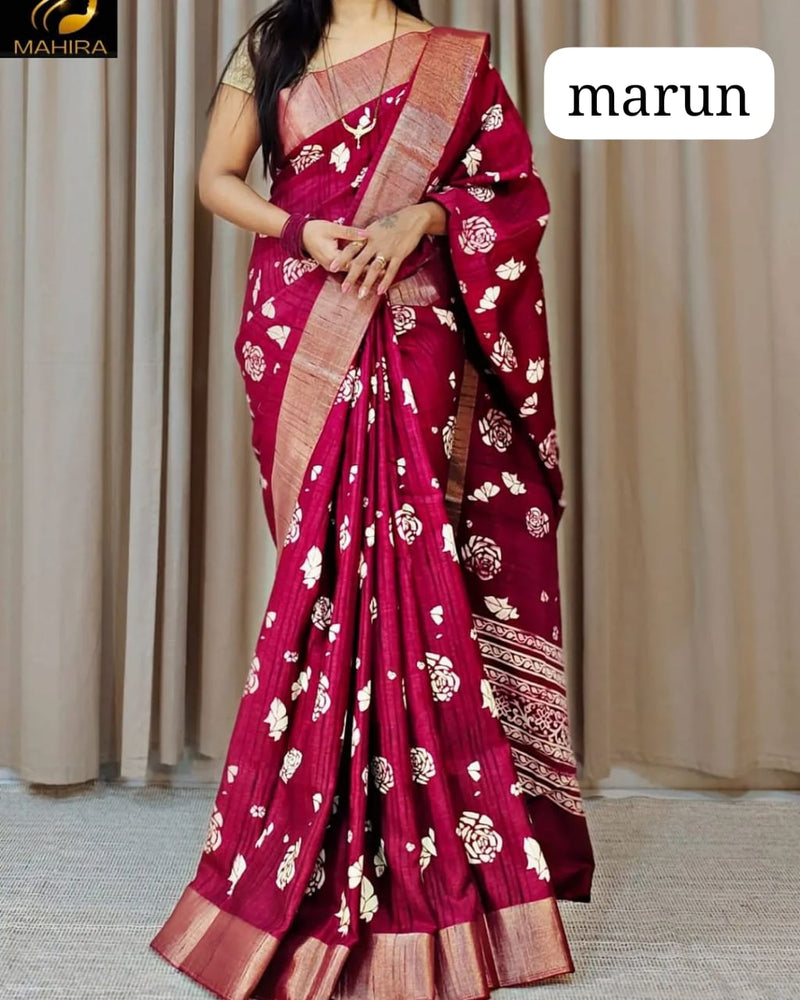 Beautiful Designer Soft Silk With Allover Floral Saree