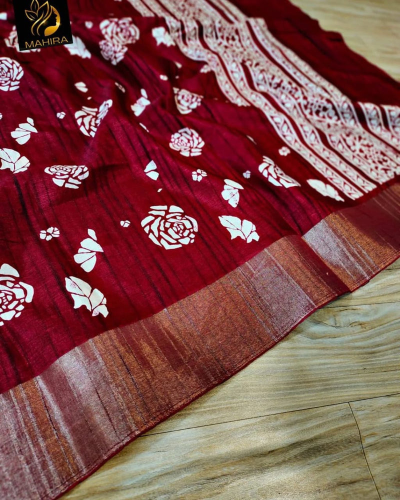 Beautiful Designer Soft Silk With Allover Floral Saree