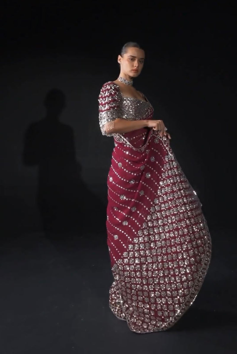 Beautiful Designer Heavy Georgette Exclusive Sequanc Saree Design 5314