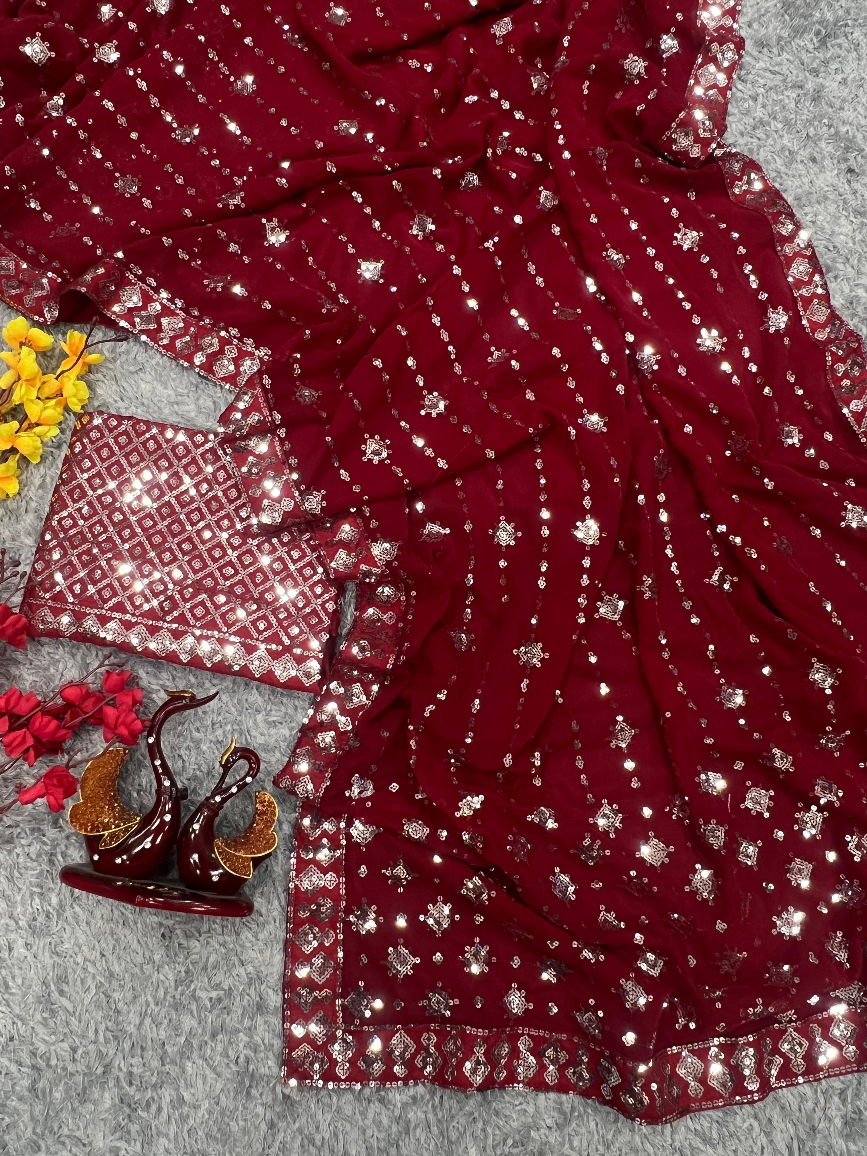 Beautiful Designer Heavy Georgette Exclusive Sequanc Saree Design 5314