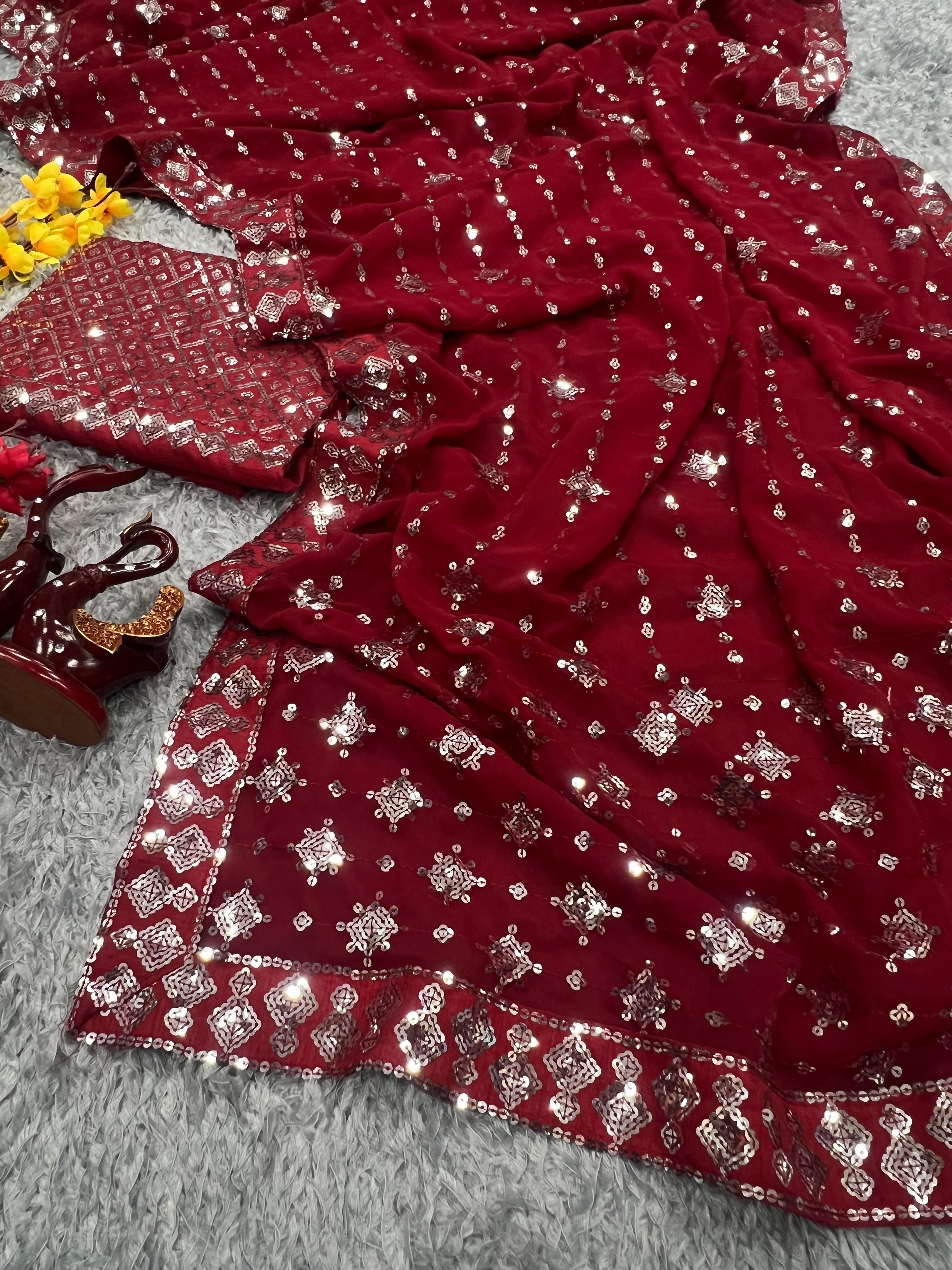 Beautiful Designer Heavy Georgette Exclusive Sequanc Saree Design 5314