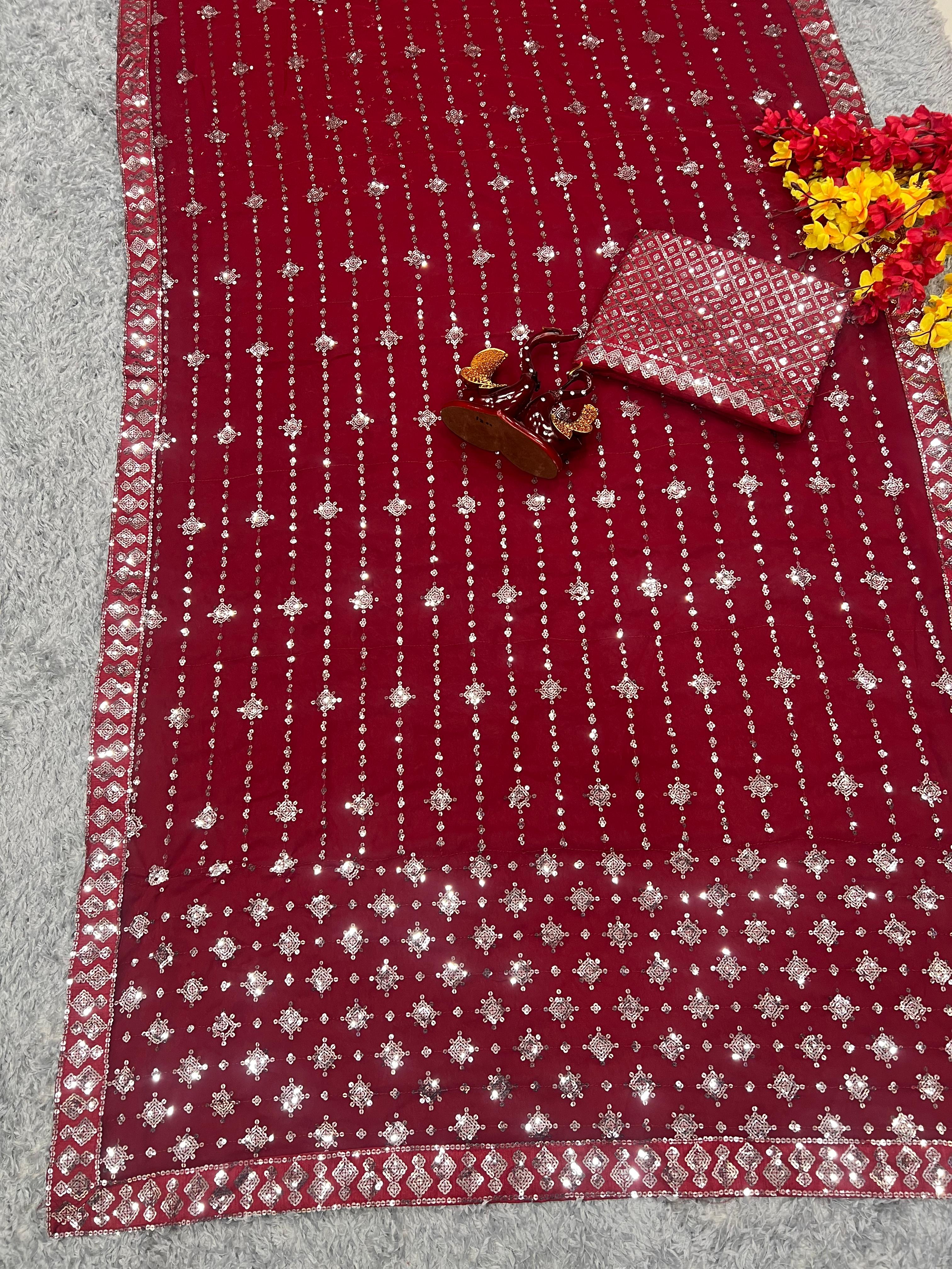 Beautiful Designer Heavy Georgette Exclusive Sequanc Saree Design 5314