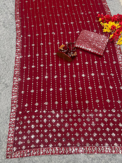 Beautiful Designer Heavy Georgette Exclusive Sequanc Saree Design 5314