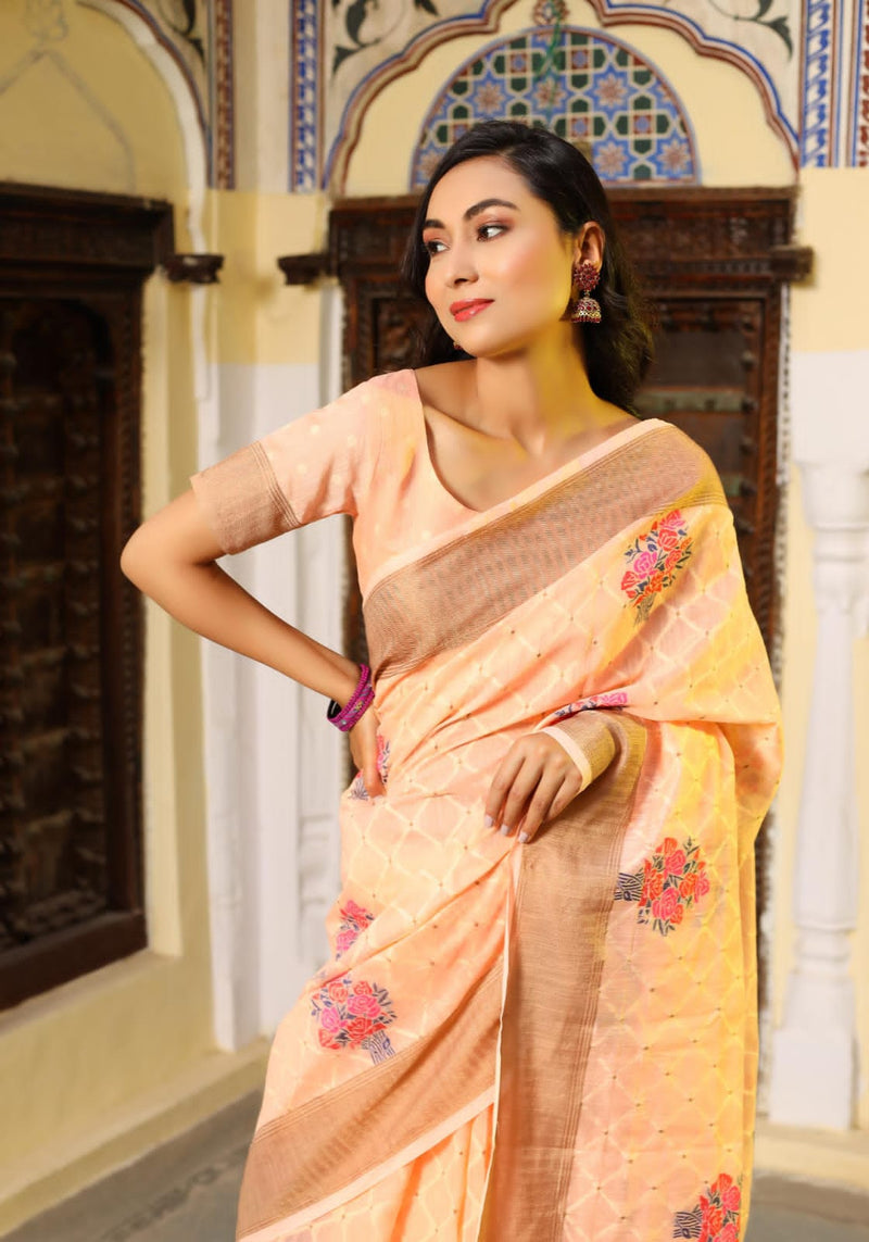Beautiful Designer Pure Linen Weaving Saree