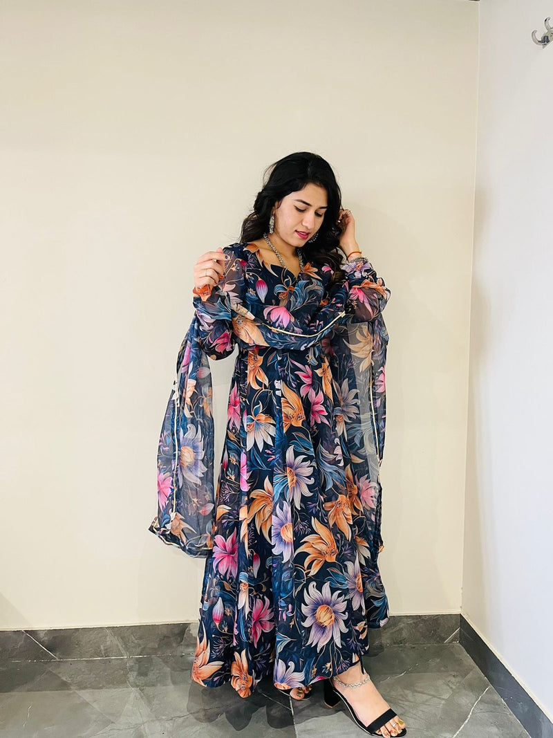 Party Wear Look Organza Taby Silk Gown