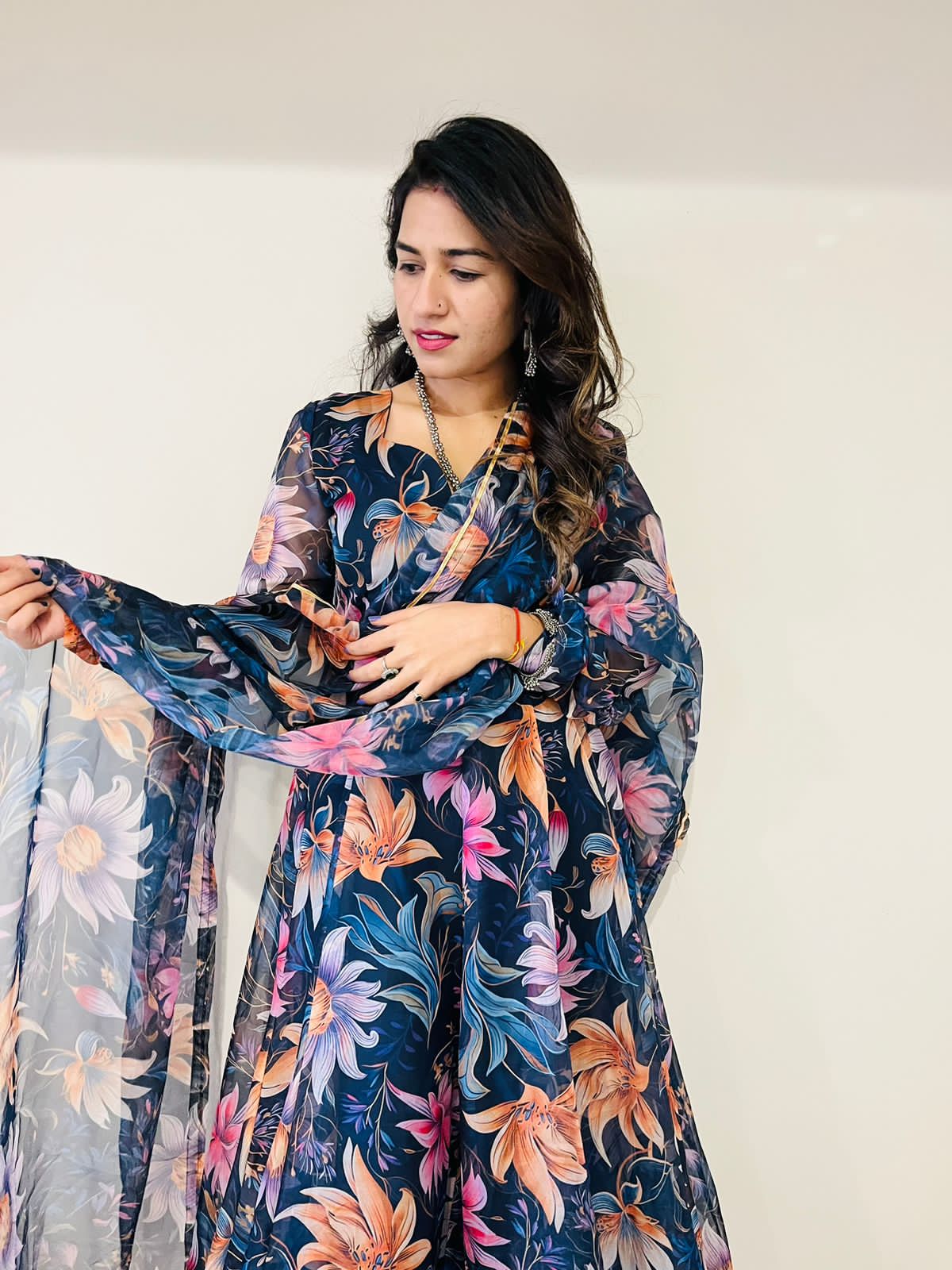 Party Wear Look Organza Taby Silk Gown