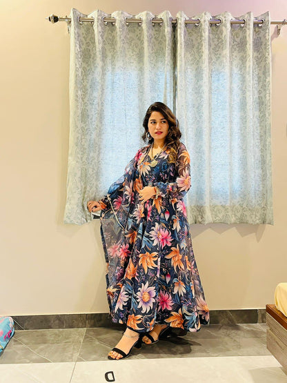 Party Wear Look Organza Taby Silk Gown
