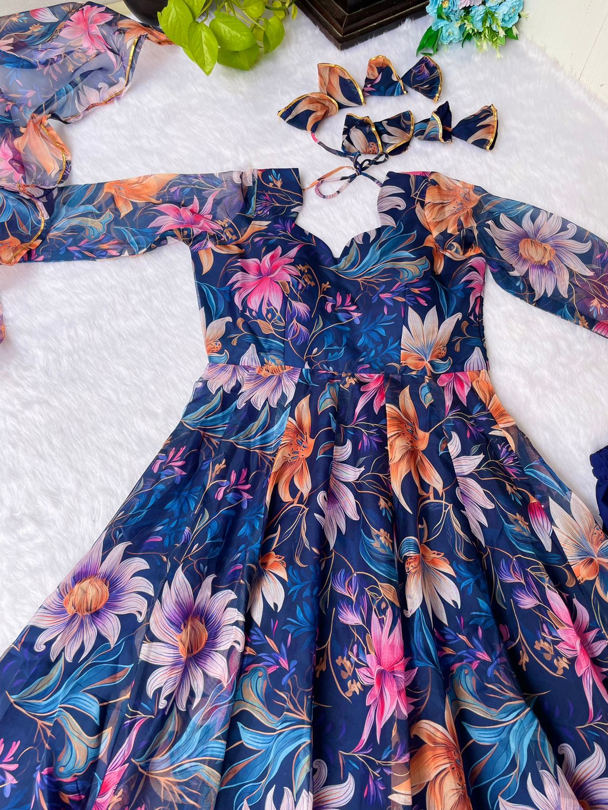 Party Wear Look Organza Taby Silk Gown