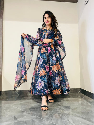 Party Wear Look Organza Taby Silk Gown