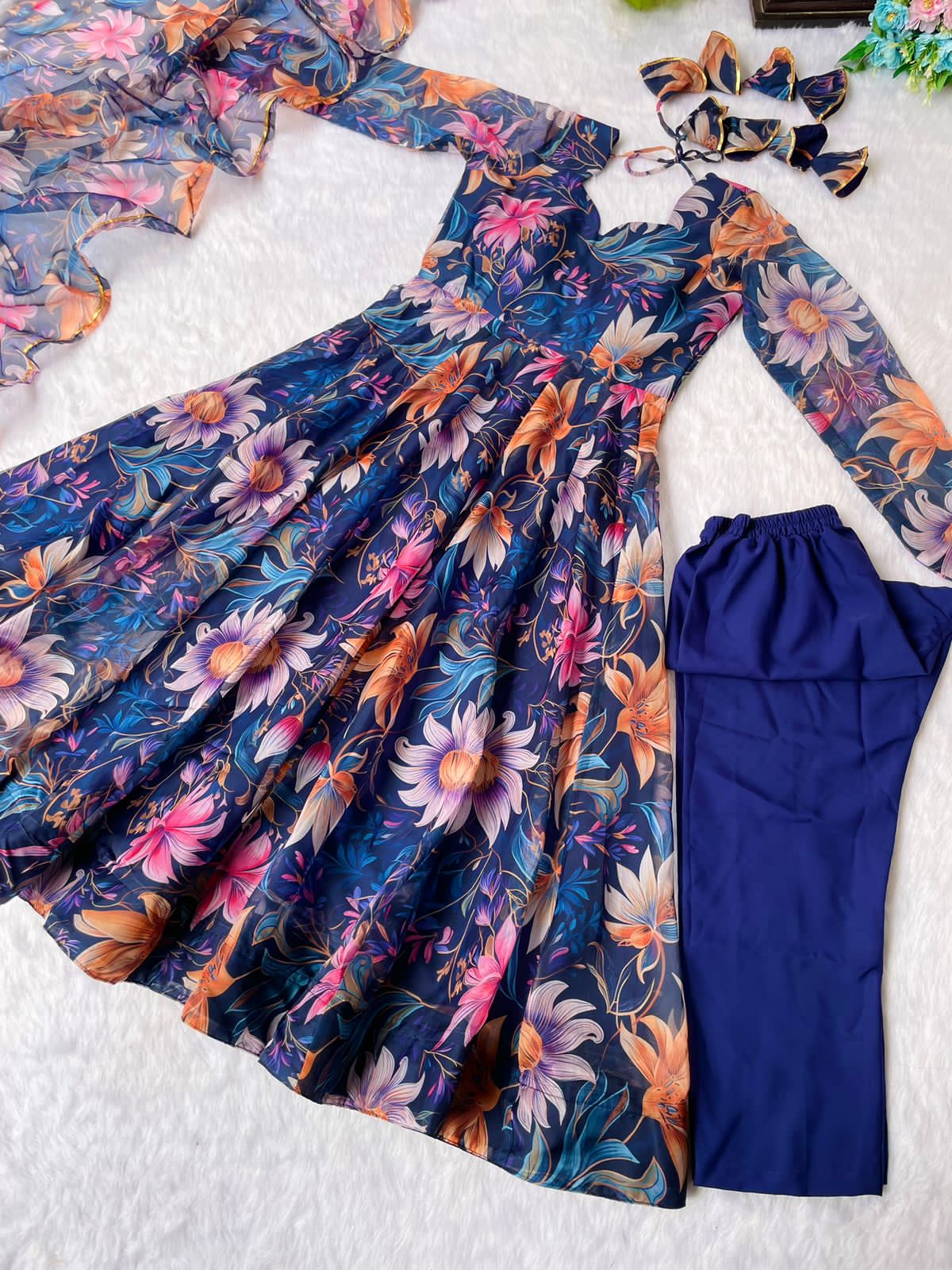 Party Wear Look Organza Taby Silk Gown