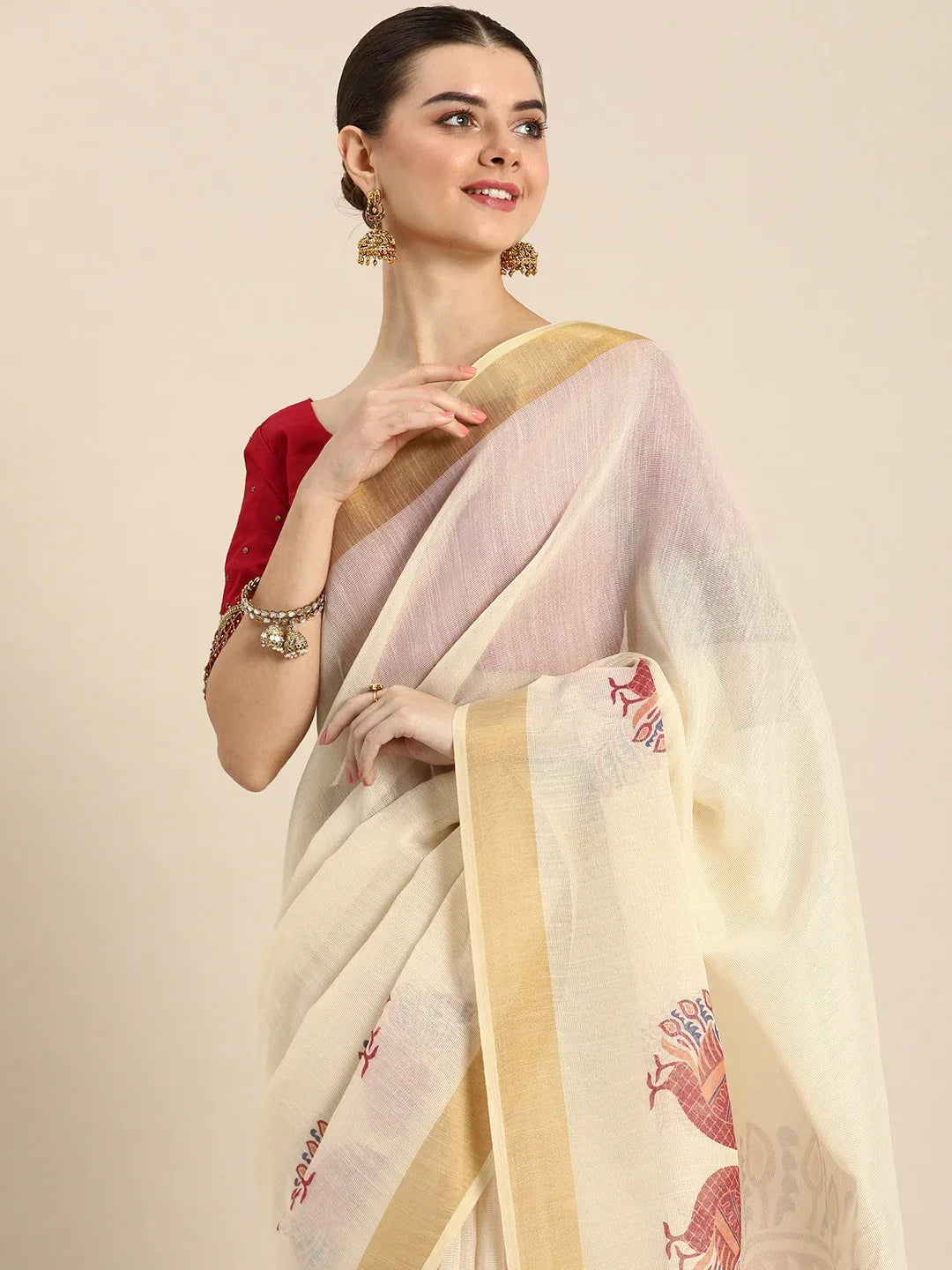 Beautiful Designer Cotton Kasavu Saree