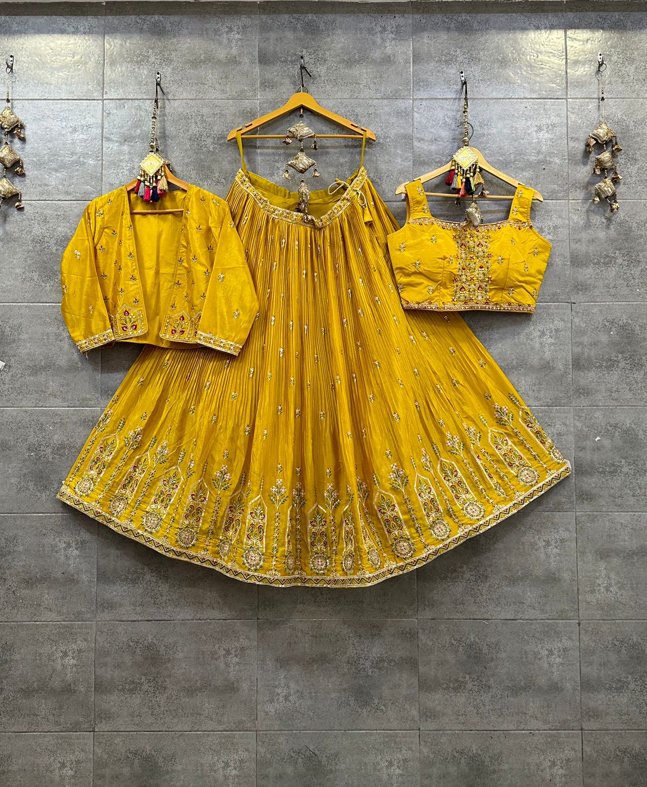 Beautiful Designer Pure Chinon Silk Crop Top Lehenga Choli