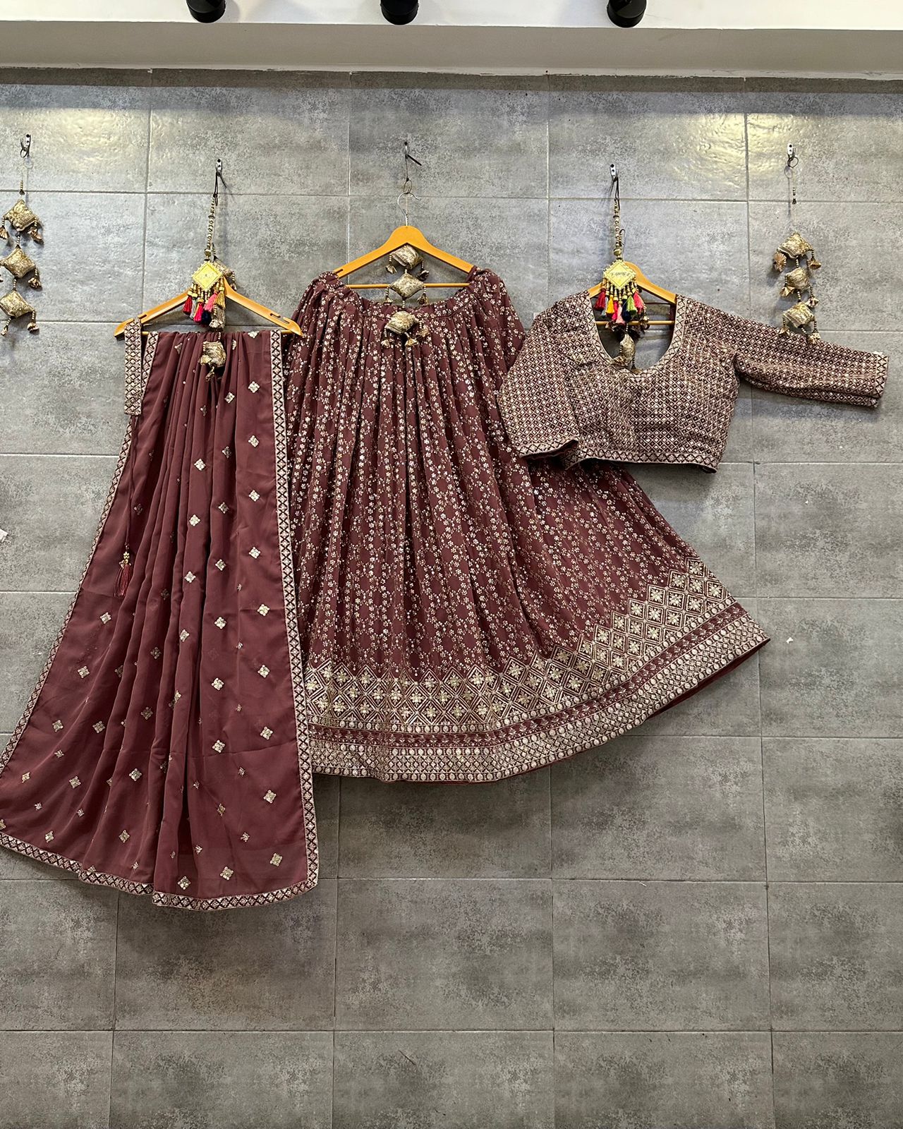 Beautiful Designer Pure Chiffon Crop Top Lucknowi Lehenga Choli