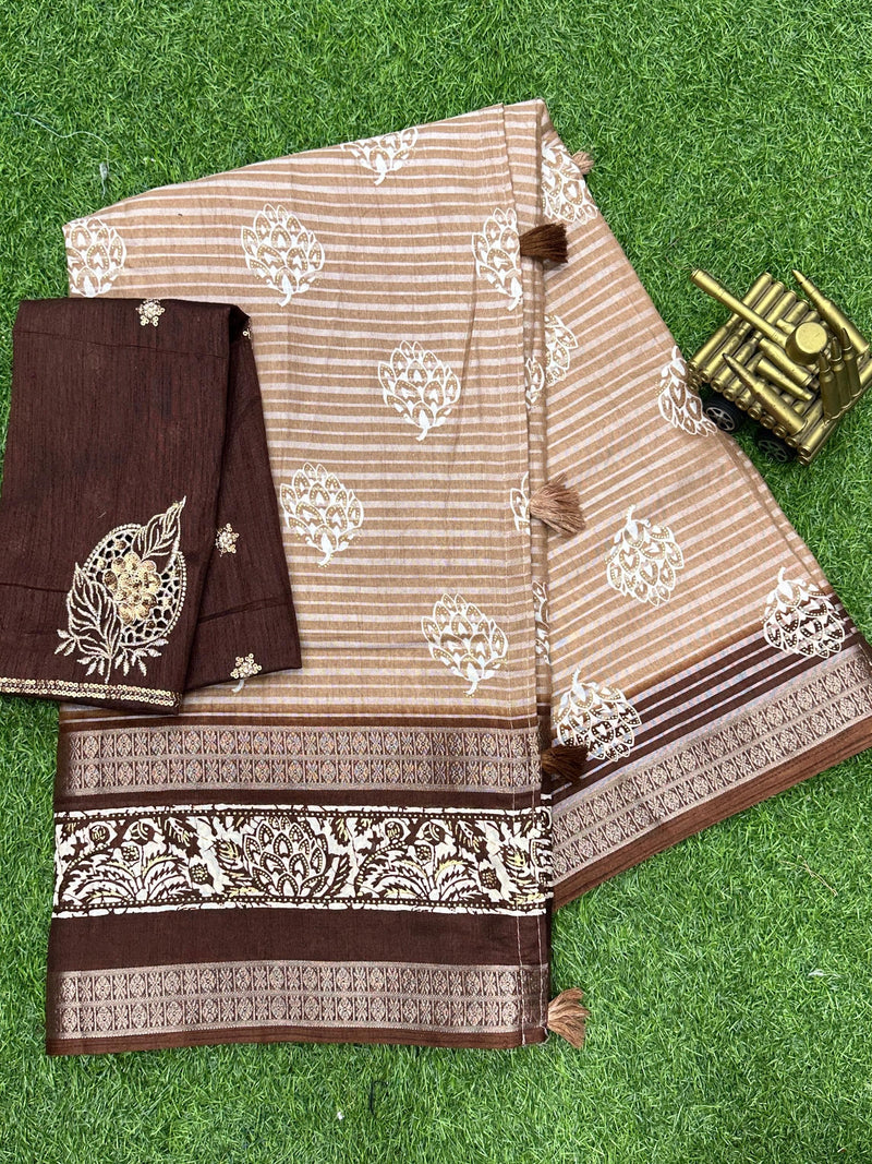 Beautiful Designer Janki Maslin Cotton Saree