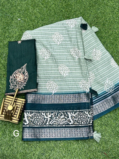 Beautiful Designer Janki Maslin Cotton Saree