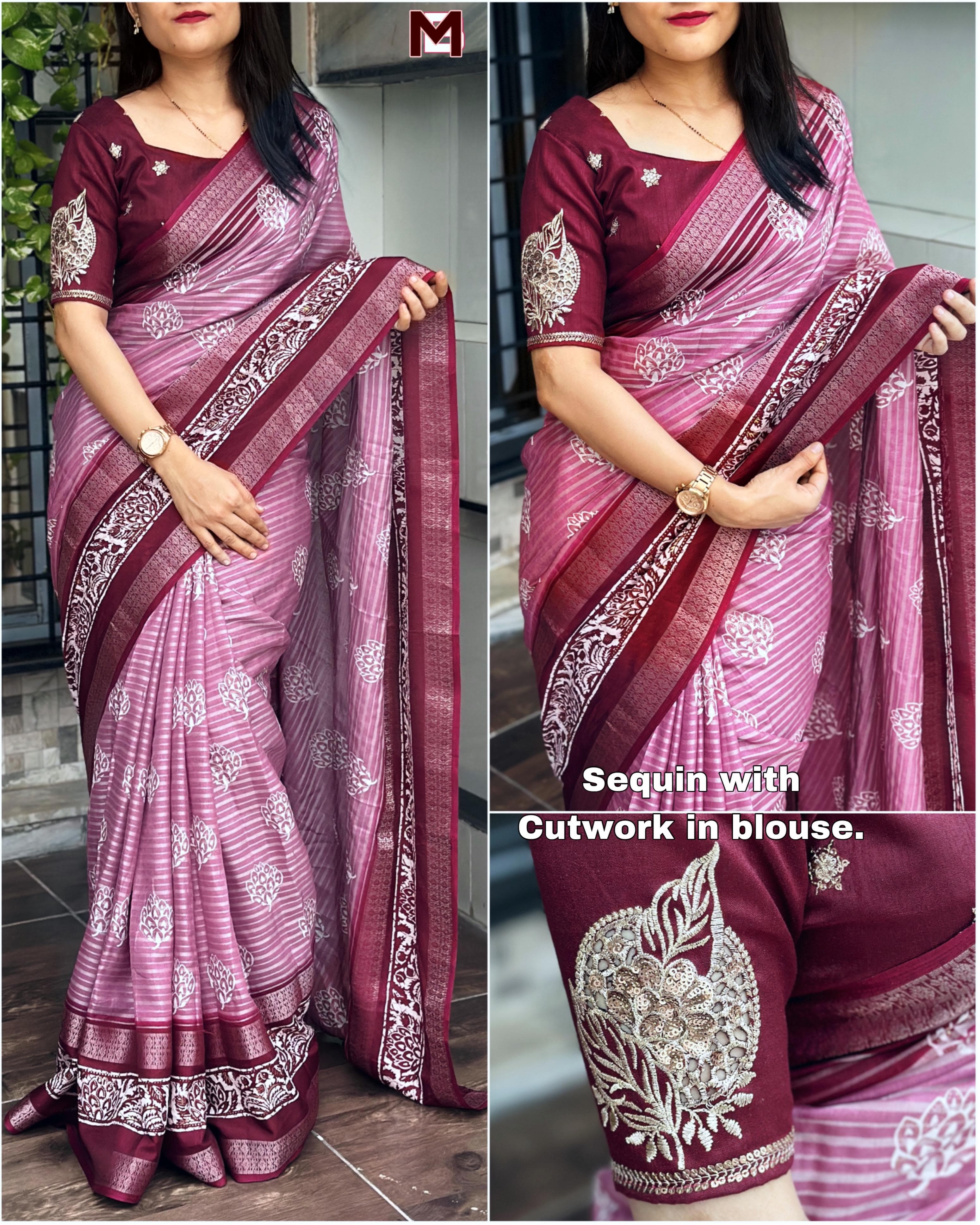 Beautiful Designer Janki Maslin Cotton Saree
