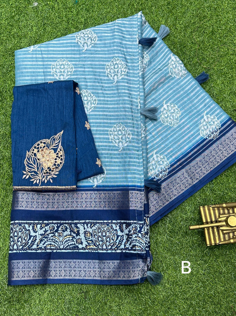 Beautiful Designer Janki Maslin Cotton Saree