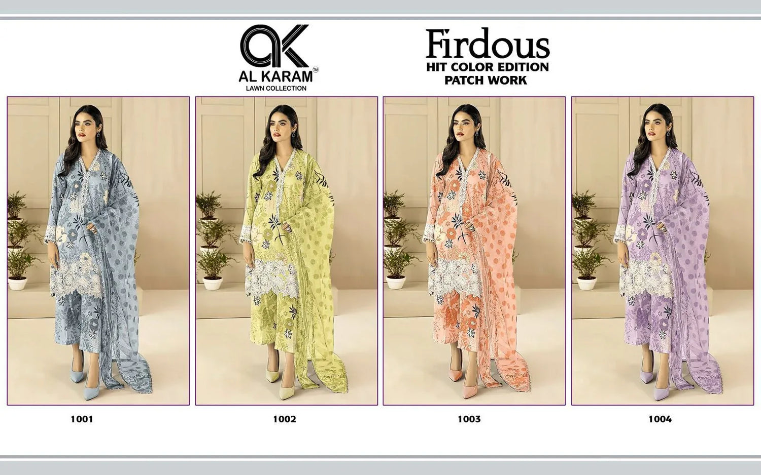 Firdous Al Karam Lawn Collection 1001 To 1004 Series Designer Suits (490x04)