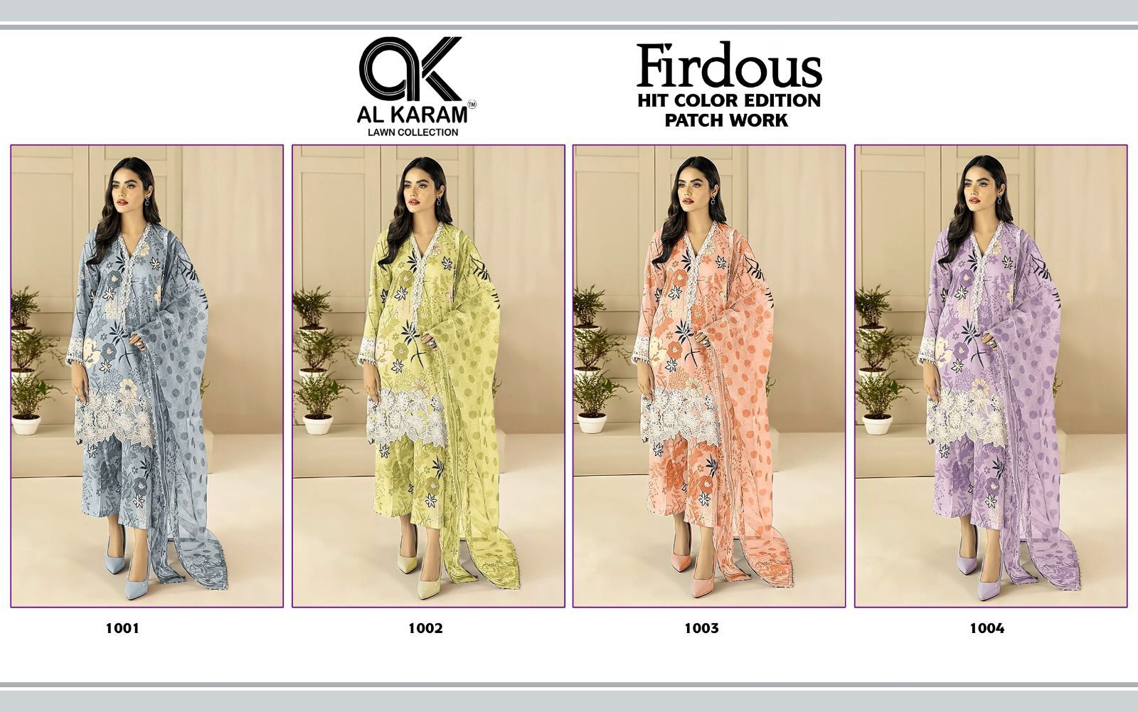 Firdous Al Karam Lawn Collection 1001 To 1004 Series Designer Suits (490x04)