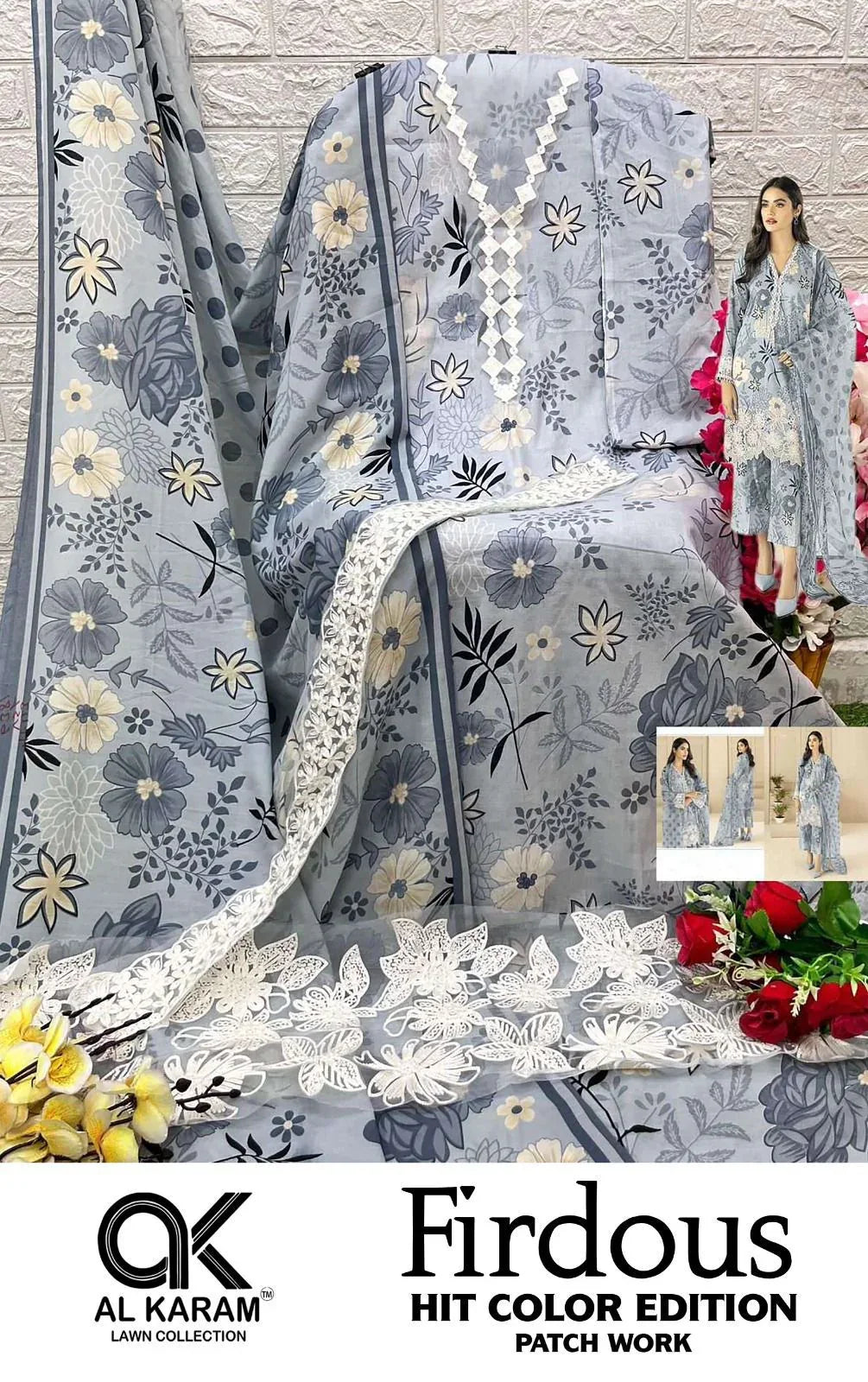 Firdous Al Karam Lawn Collection 1001 To 1004 Series Designer Suits (490x04)