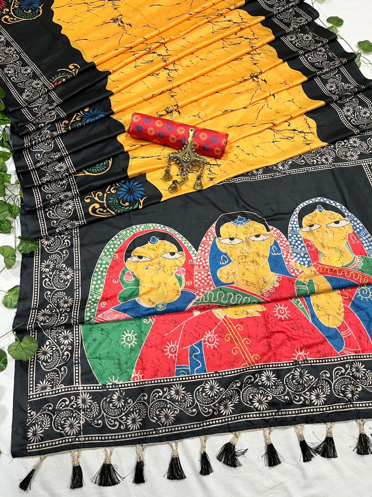 Beautiful Designer Smooth Tussar Silk Chapa Print saree