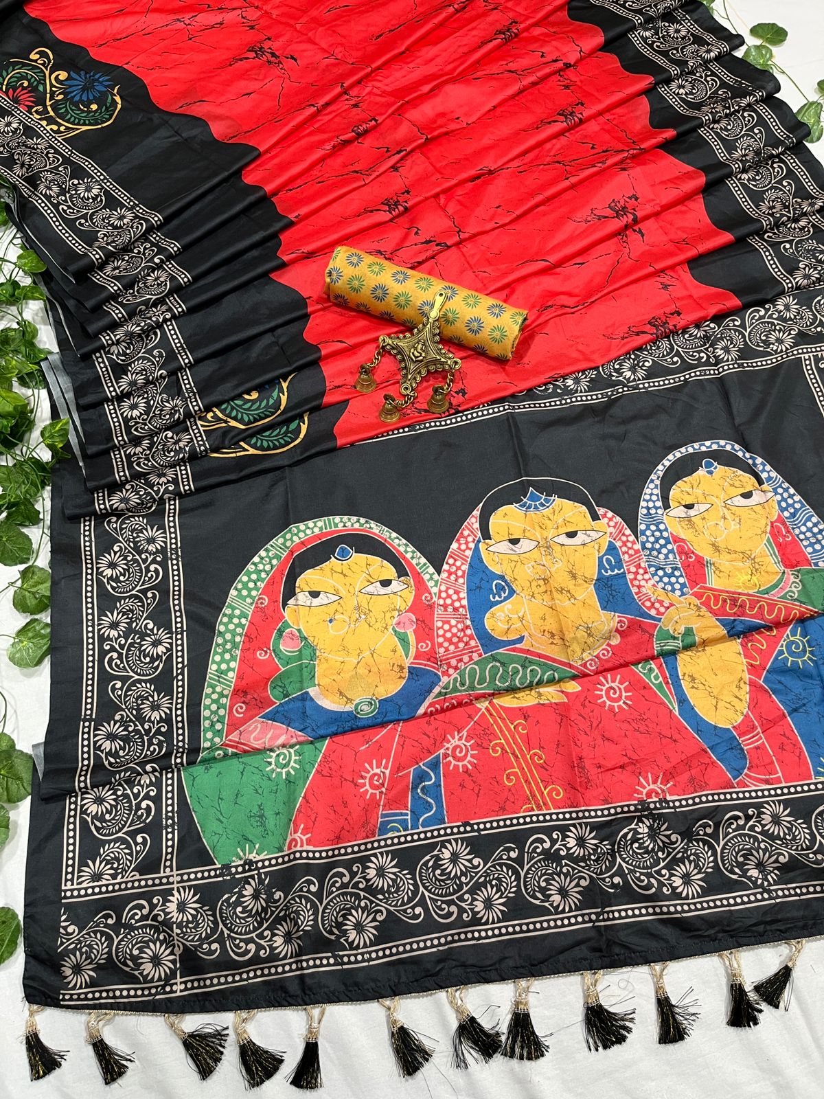 Beautiful Designer Smooth Tussar Silk Chapa Print saree