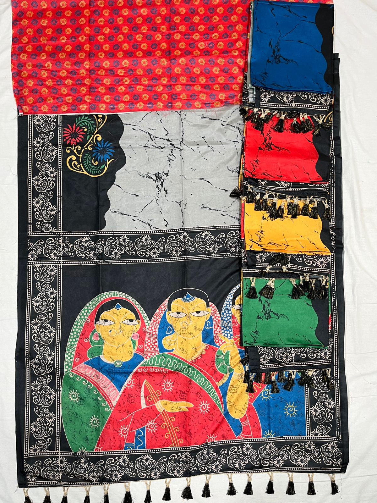 Beautiful Designer Smooth Tussar Silk Chapa Print saree