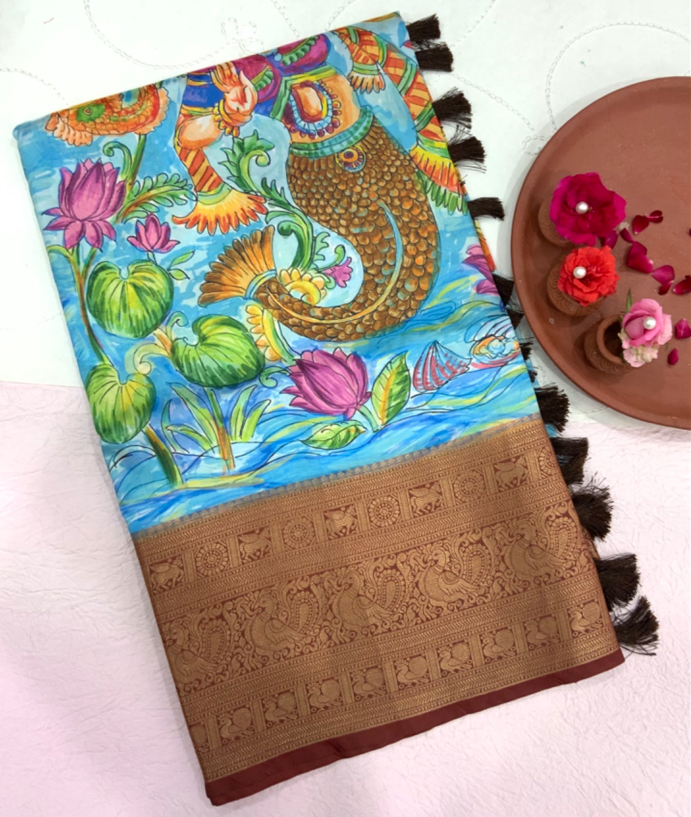 Party Wear Saree MunMun Soft Banarasi Silk Kalamkari Saree