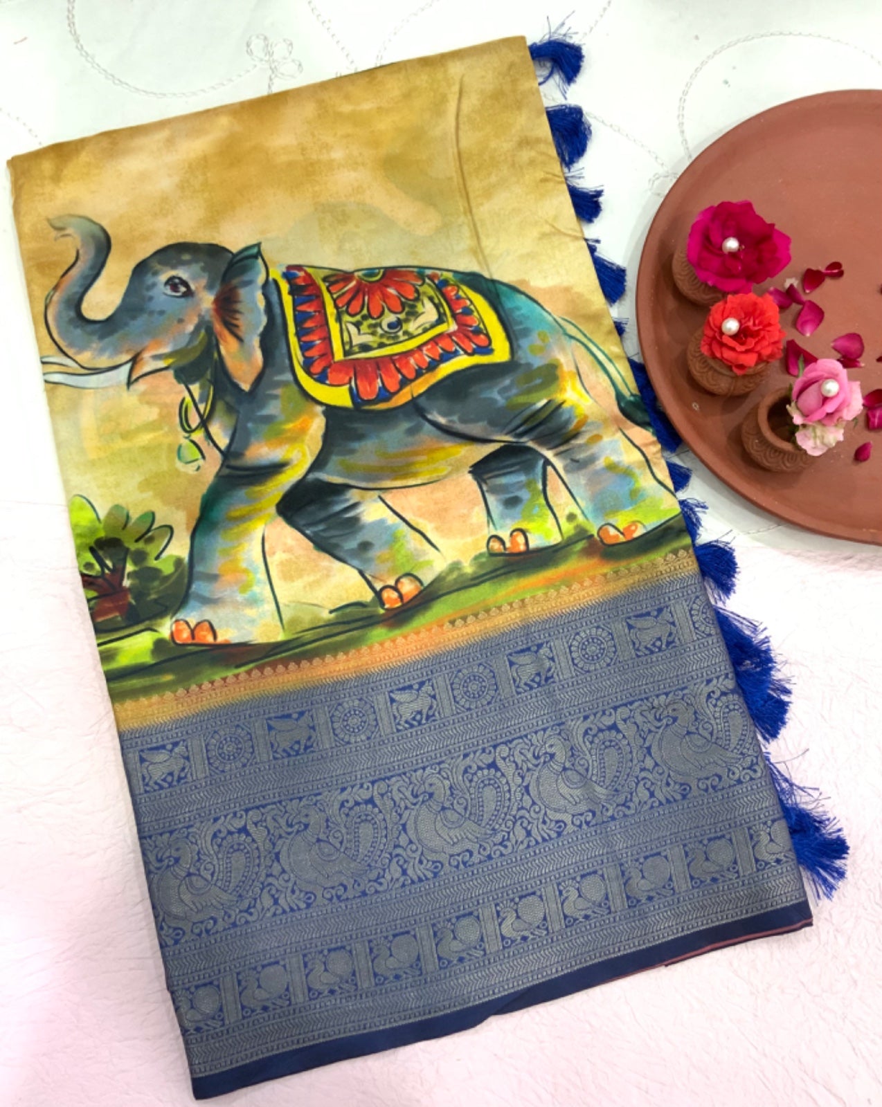 Party Wear Saree MunMun Soft Banarasi Silk Kalamkari Saree