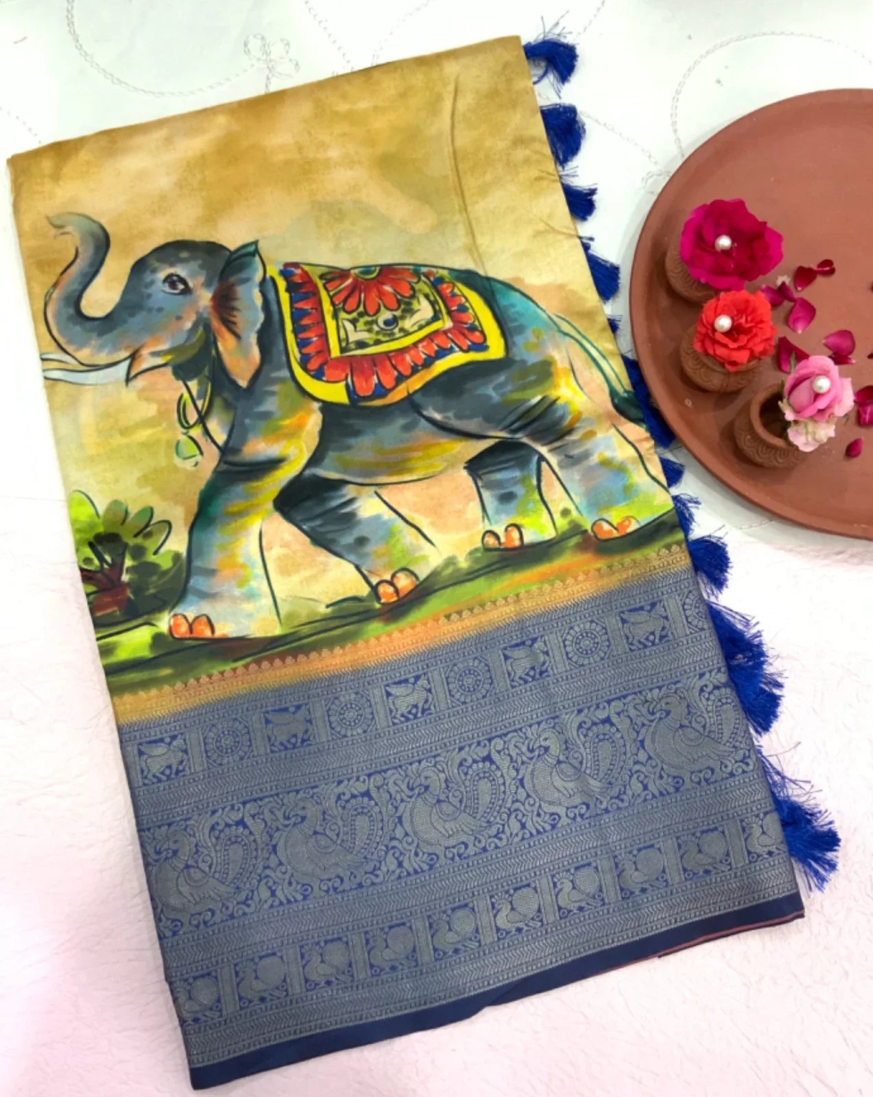 Party Wear Saree MunMun Soft Banarasi Silk Kalamkari Saree