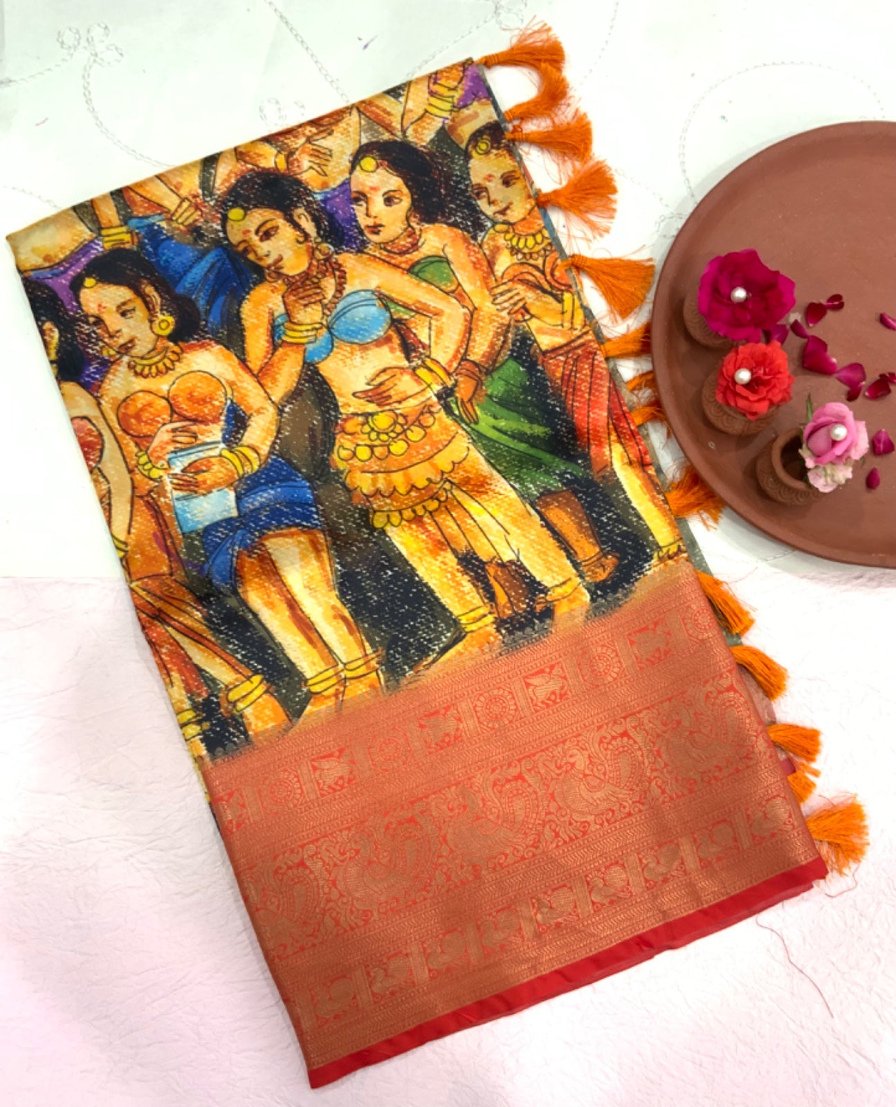 Party Wear Saree MunMun Soft Banarasi Silk Kalamkari Saree